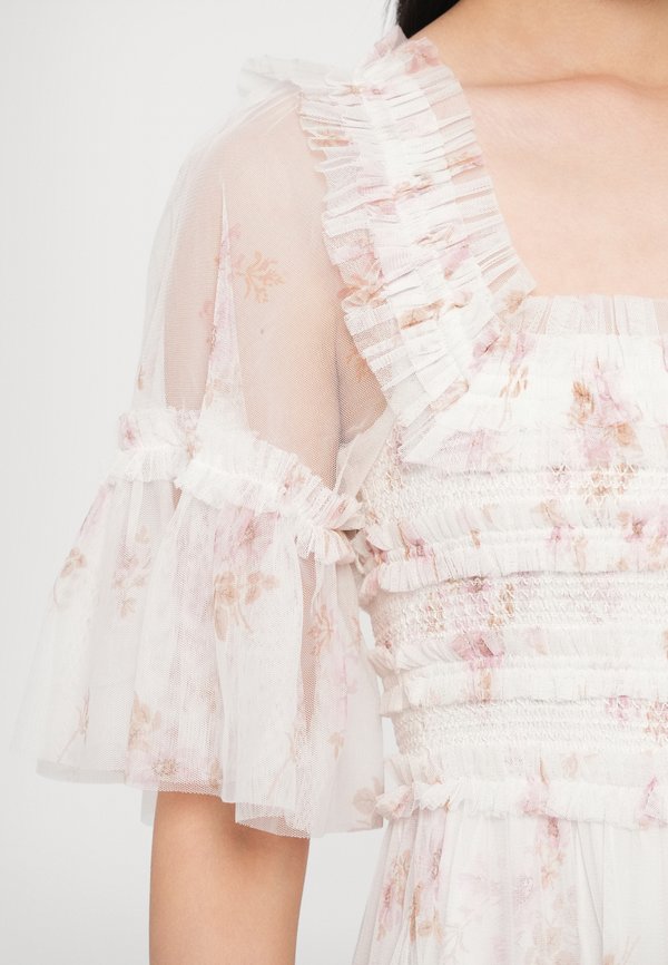 Needle & Thread EXCLUSIVE MAGNOLIA DITSY PEACHES SMOCKED GOWN