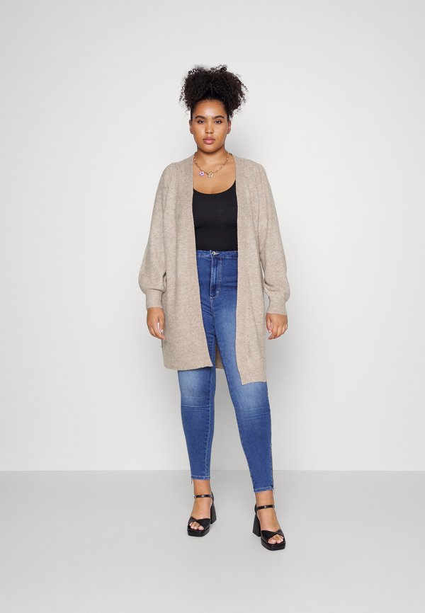 Vero Moda Curve VMRUBELLEFILE LONG - Cardigan - silver mink