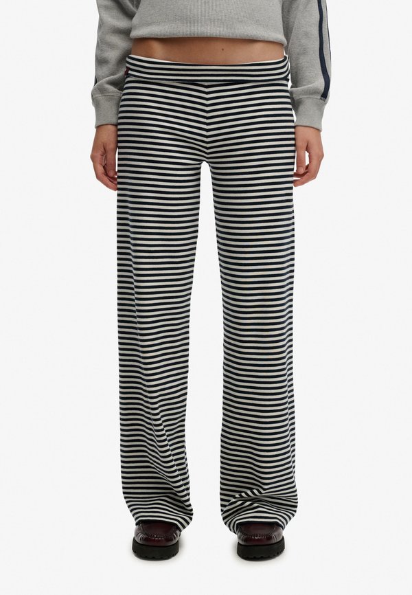 Superdry & Co ATHLETIC ESSENTIALS FOLD OVER  - Tracksuit bottoms - eclipse navy stripe