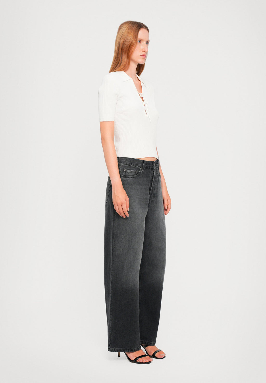 Fiorucci WOMEN'S FADED BLACK BAGGY JEANS