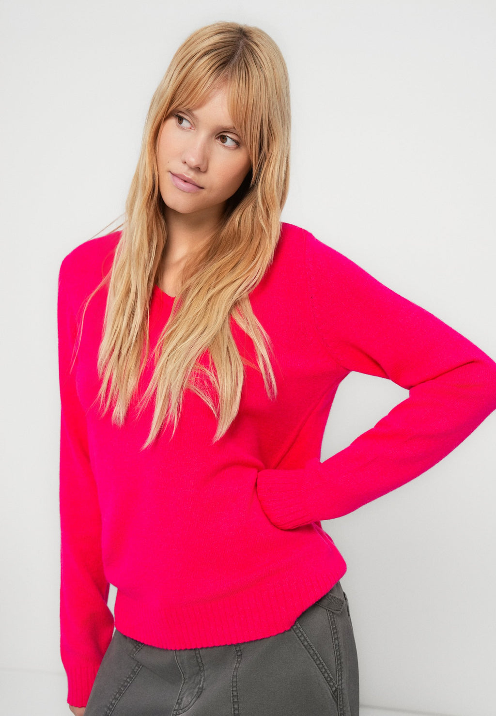 VILA VIRIL V-NECK L/S KNIT TOP - NOOS