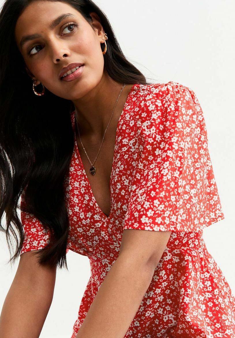 New Look RED FLORAL PRINT TOP