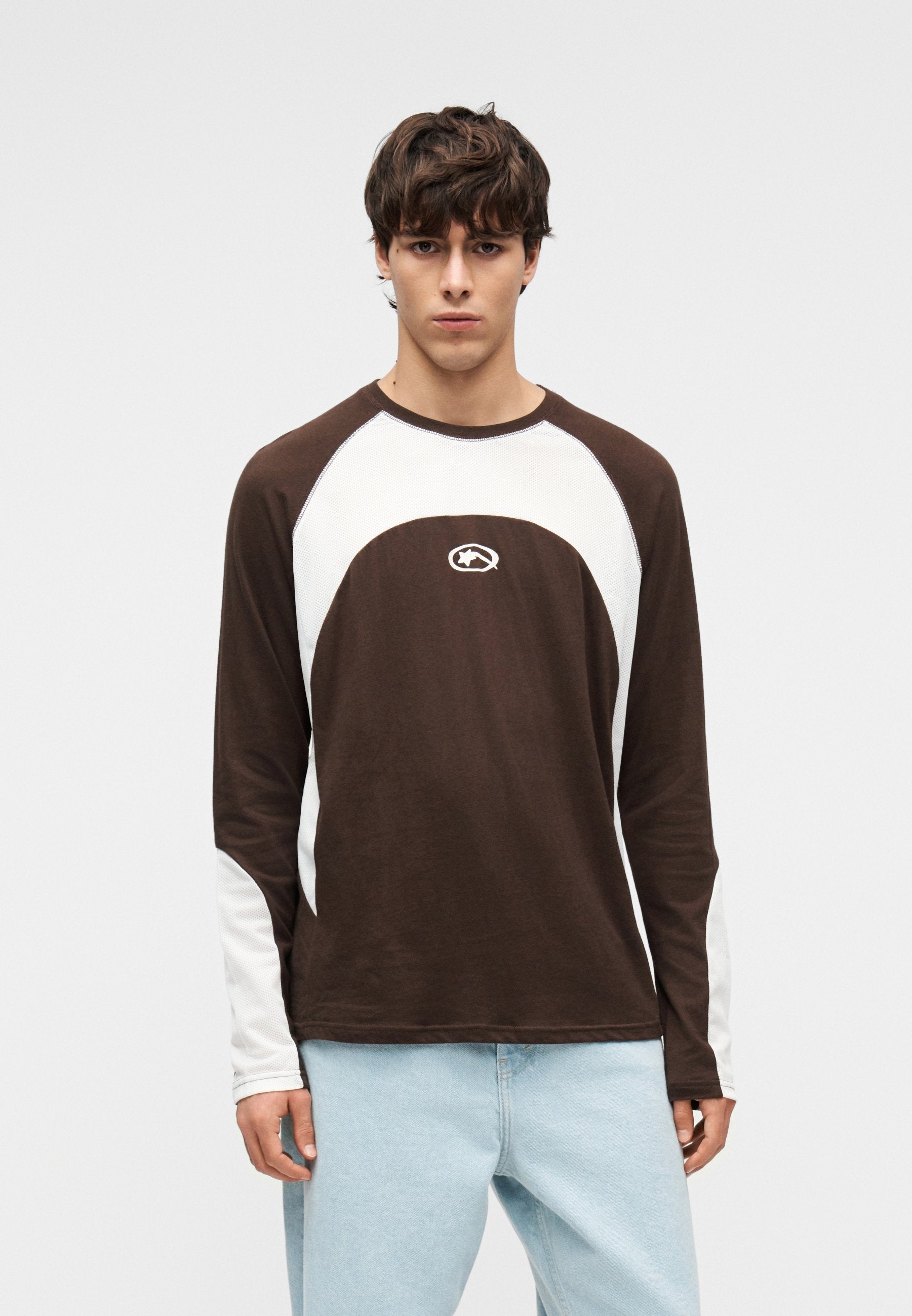 YOURTURN REGULAR FIT GRAPHIC & MESH COMBO LONG SLEEVED