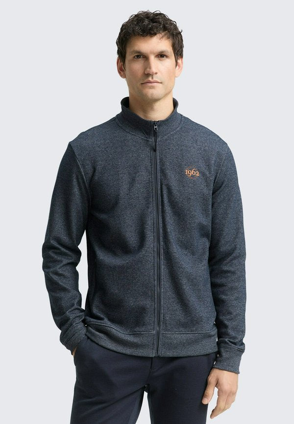 TOM TAILOR MELANGE-OPTIK - Zip-up sweatshirt - navy fine yd stripe