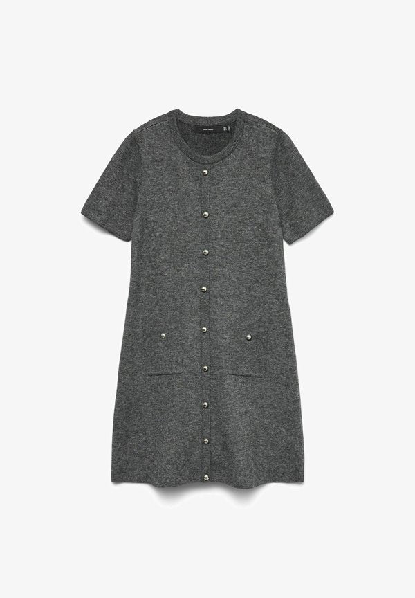 Vero Moda Knitted VMJOHANNA Midi - Jumper dress - medium grey melange