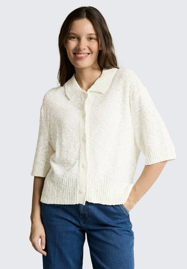 TOM TAILOR LOOSE FIT MIT KRAGEN - Cardigan - whisper white