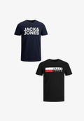 Jack & Jones LOGO PLUS SIZE RUNDHALS KURZARM ECORP 2PACK - Print T-shirt - blau-weiß
