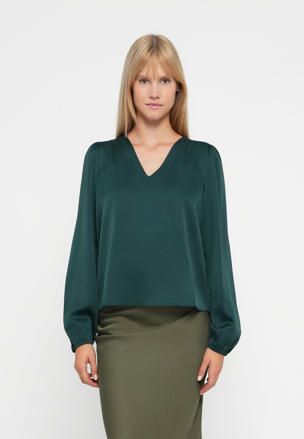 VILA VIELLETTE L/S SMOCK SATIN TOP - NOOS