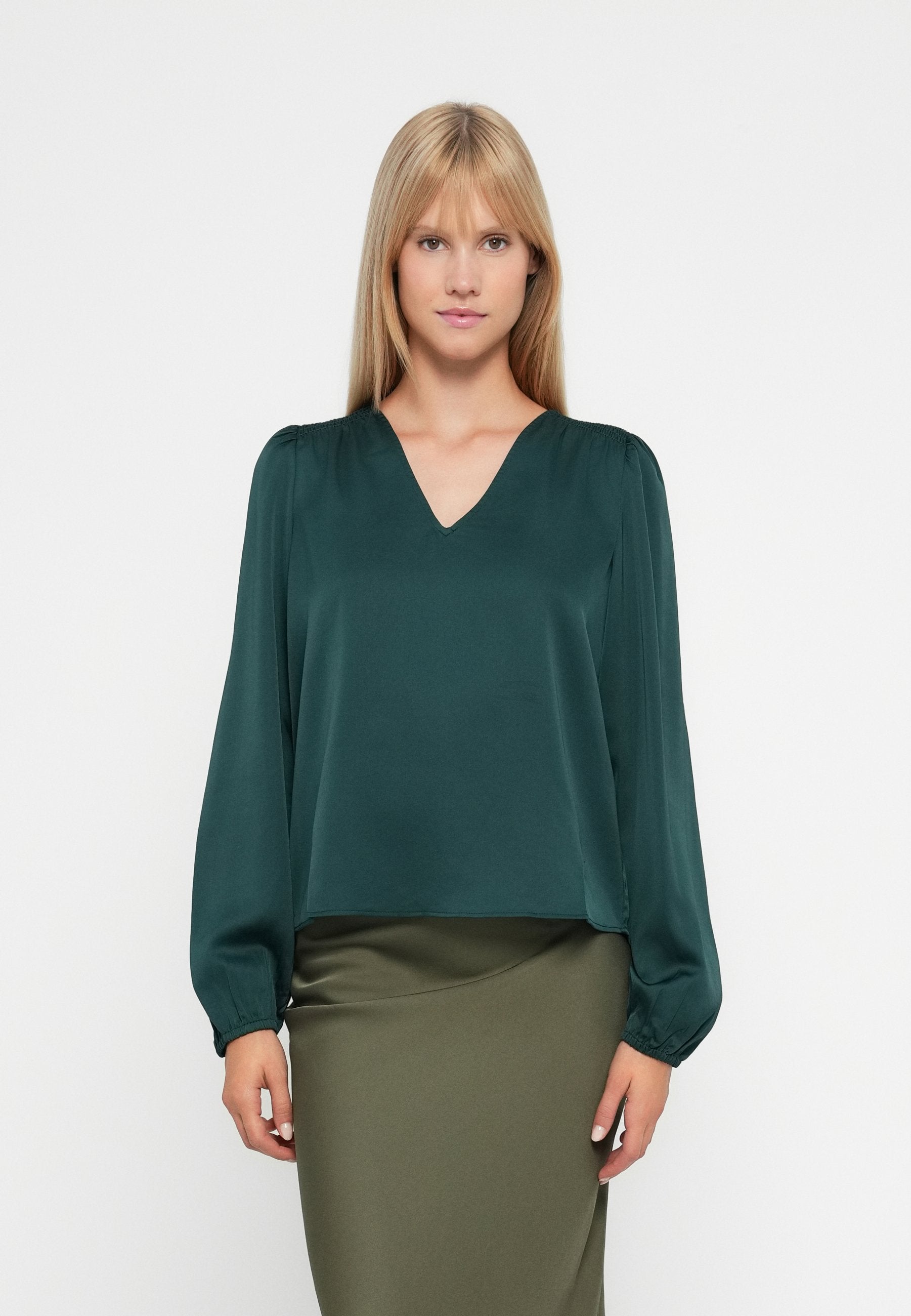VILA VIELLETTE L/S SMOCK SATIN TOP - NOOS