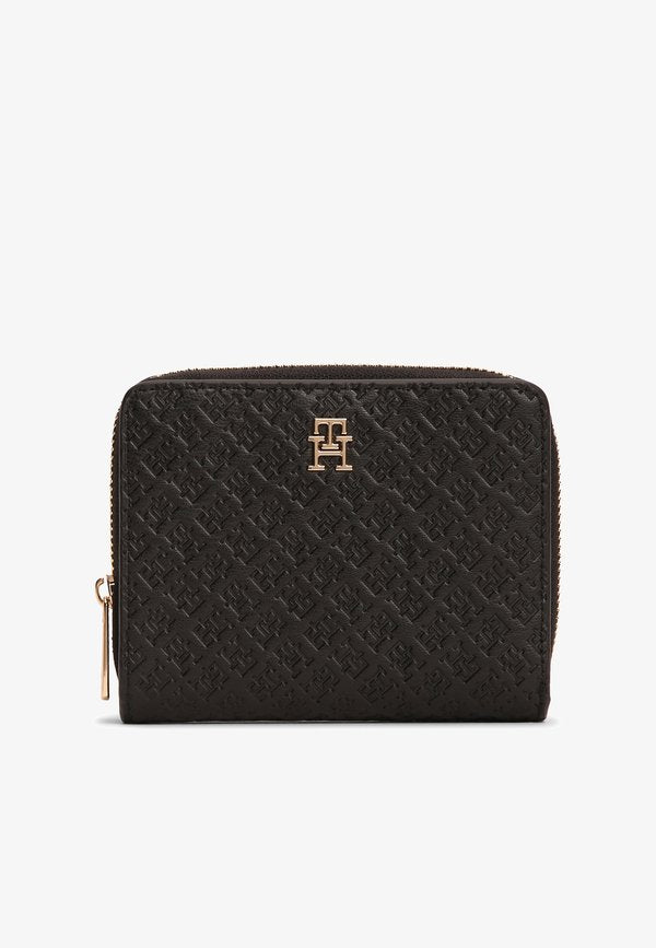Tommy Hilfiger HILFIGER ICON DEBOSSED ZIP-AROUND FLAP WALLET - Wallet - black