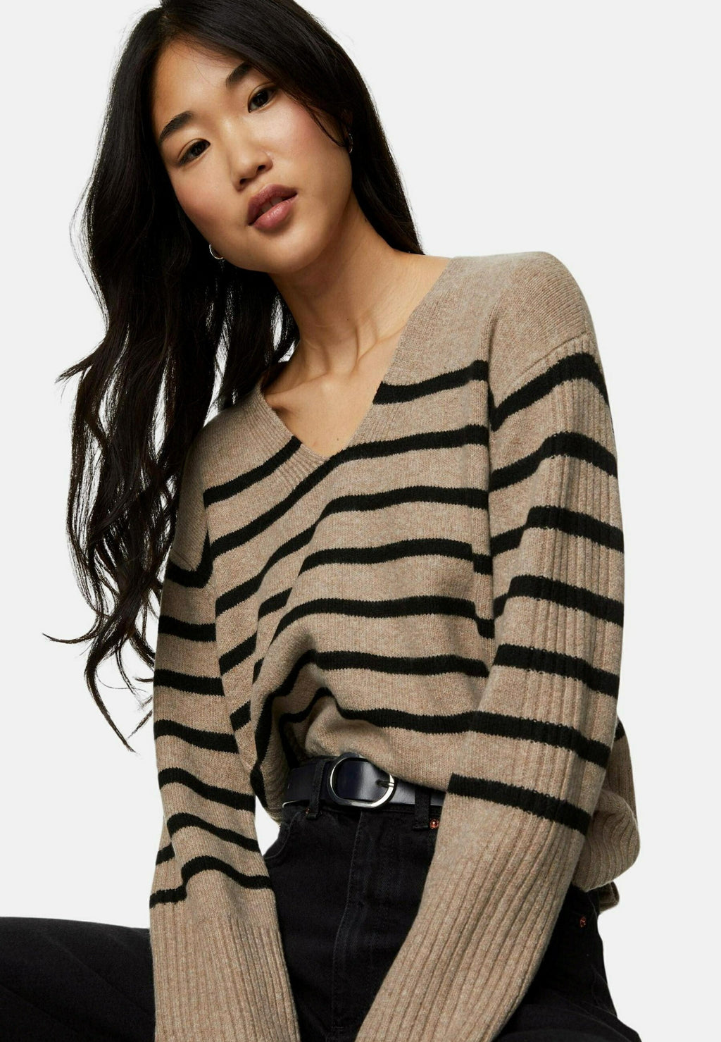 Marks & Spencer Striped V-Neck Relaxed