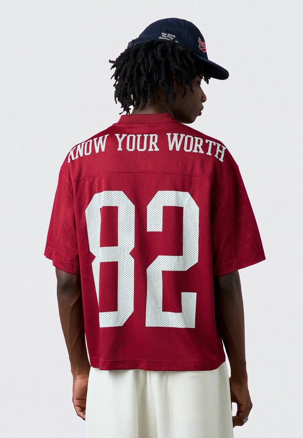 Bershka MESH - PRINTED T-SHIRT - Print T-shirt - red
