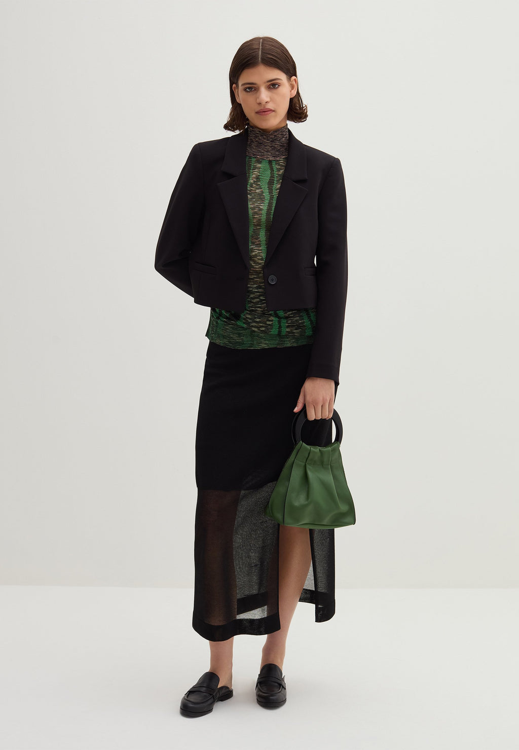 Stefanel CROPPED SINGLE-BREASTED IN LAYERED CRÊPE