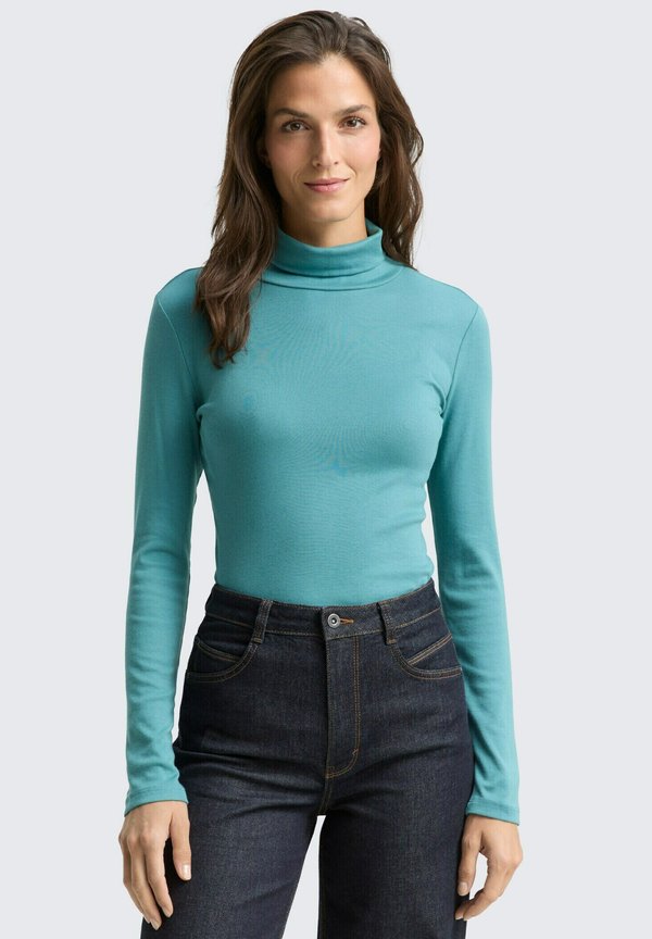 TOM TAILOR LANGARM MIT ROLLKRAGEN - Long sleeved top - tropical teal