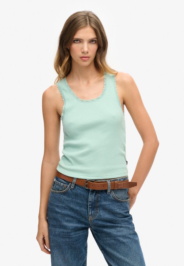 Superdry & Co VINTAGE TRIM - Top - minted green marl