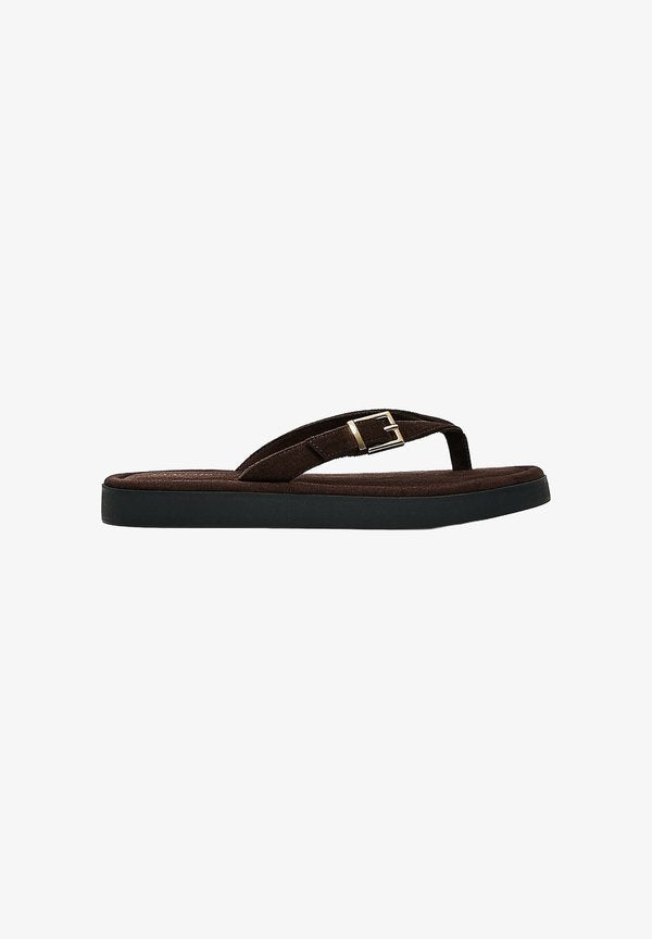 Bershka THONG - FLAT SANDAL - T-bar sandals - brown