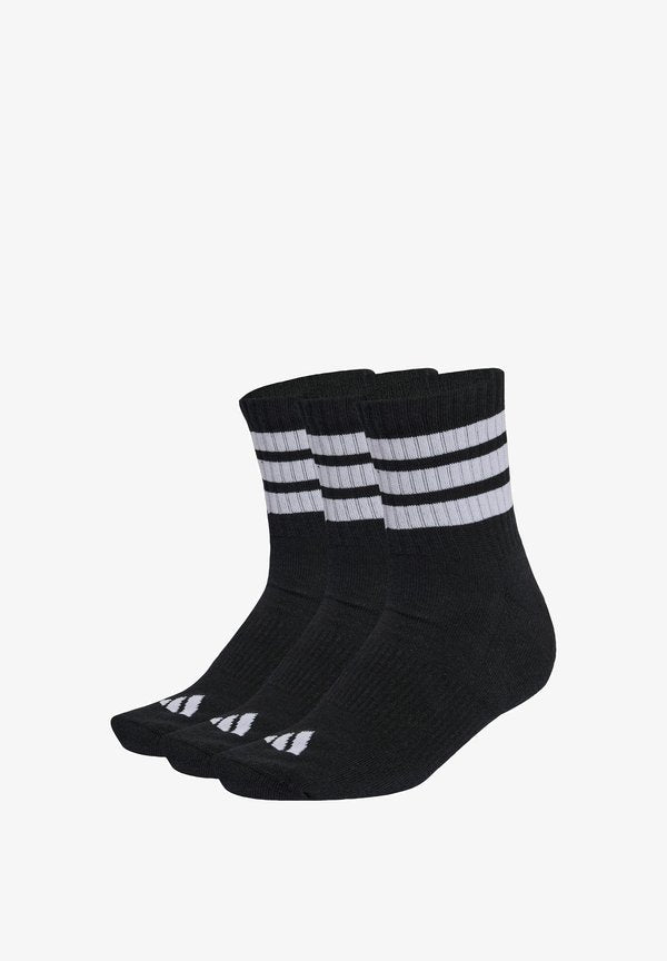 adidas Performance 3 STRIPES CUSHIONED SPORTSWEAR MID CUT 3 PAIR PACK - Sports socks - black/white white