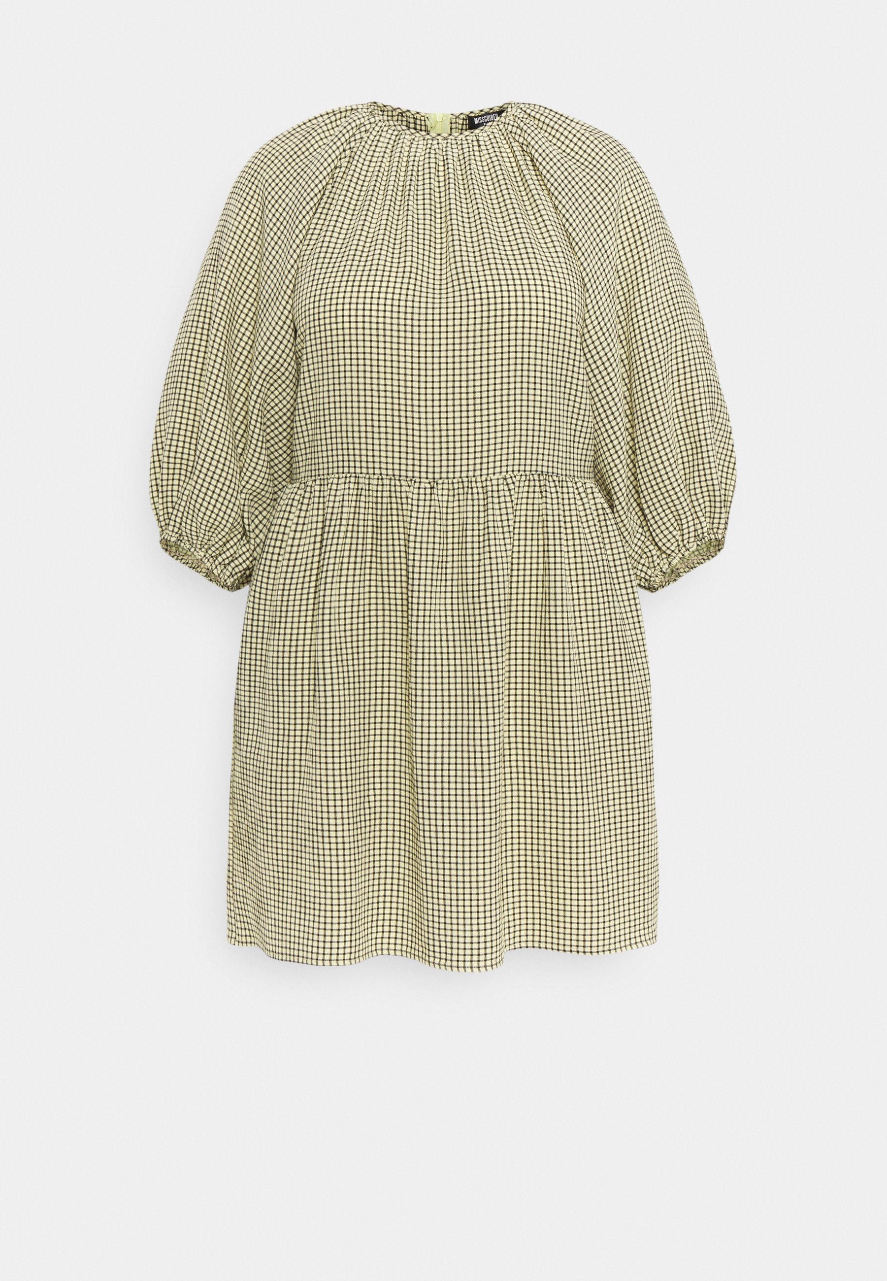 Missguided Plus CHECK PUFF SLEEVE DRESS