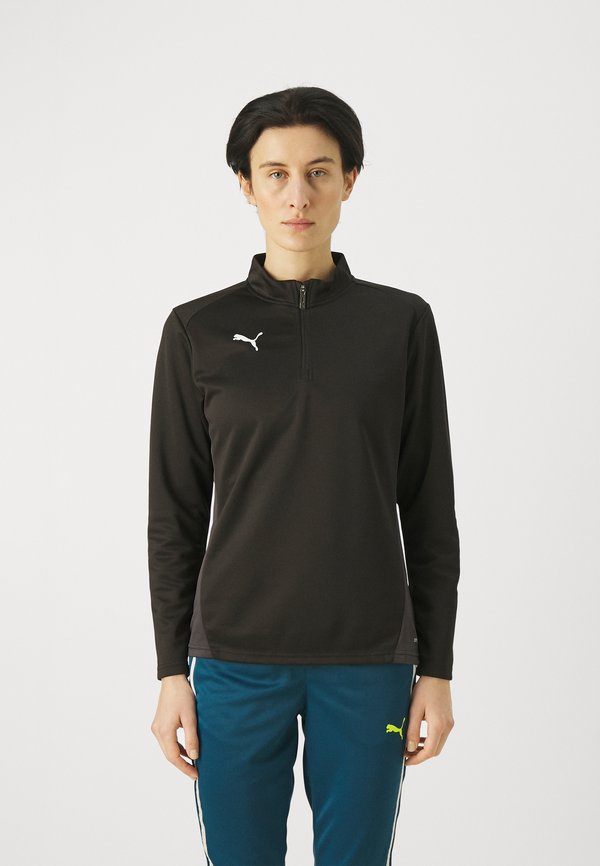 Puma TEAMGOAL TRAINING 1/4 ZIP - Long sleeved top - black/white/flat dark gray