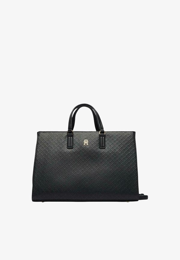 Tommy Hilfiger TH DAILY SATCHEL MONO AW0AW18418 - Handbag - black