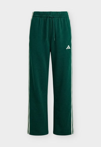 adidas Sportswear ESSENTIALS 3 STRIPES OPEN HEM PANTS - Tracksuit bottoms - collegiate green/ivory
