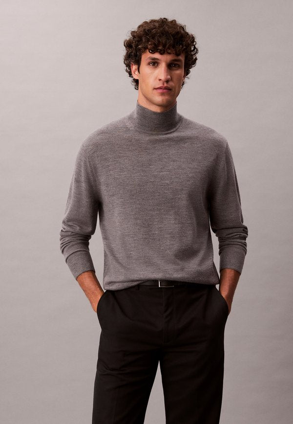Calvin Klein MOCK NECK - Jumper - medium grey heather