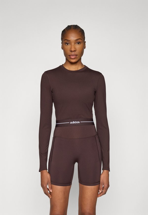 adidas Performance HYPERGLAM CROPPED LONG SLEEVE - Long sleeved top - aurora coffee