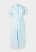 BELTED RELAXED PURE LINEN MIDI SHIRT DRESS Media 1