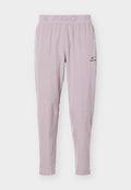 Hellviolette Nike Pro Sporthose mit elastischem Bund und kleinem schwarzem Nike-Logo am oberen linken Oberschenkel.