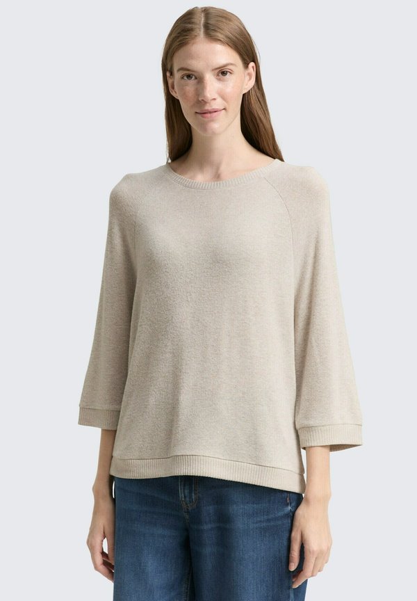 TOM TAILOR LANGARM - Blouse - soft taupe melange