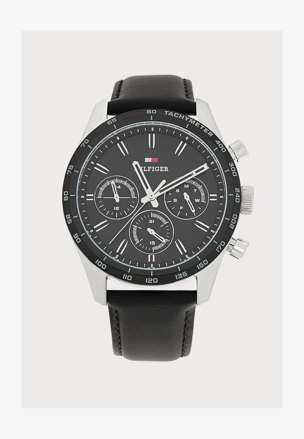 Tommy Hilfiger HAMPTON - Chronograph watch - silver-coloured/black