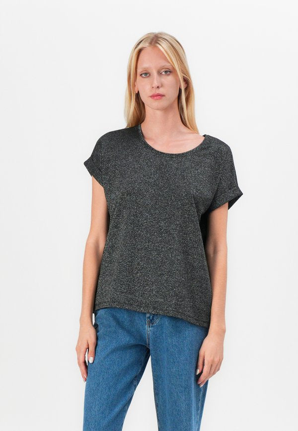 ONLY ONLMOSTER GLITTER S/S TOP NOOS JRS - Basic T-shirt - black