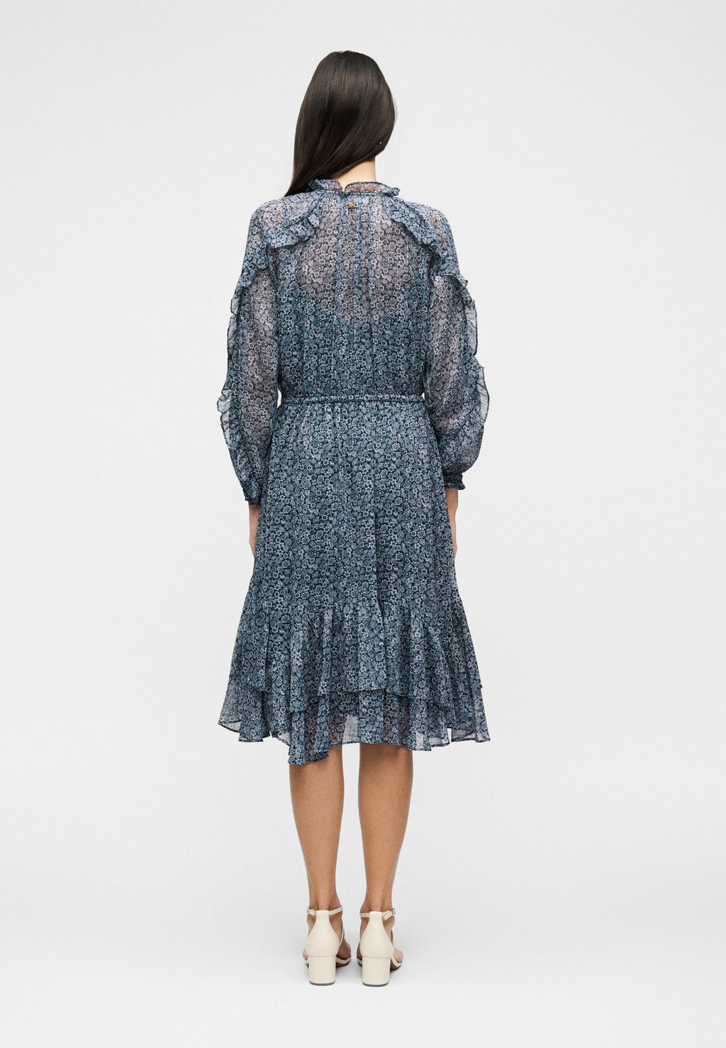 MICHAEL Michael Kors FLORAL RUFFLE MIDI DRESS