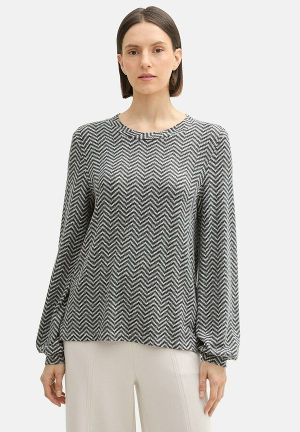 TOM TAILOR GEMUSTERTES LANGARM - Jumper - printed heringbone structure