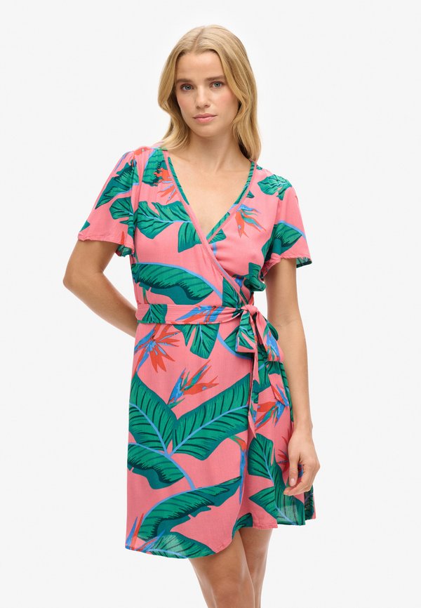 Superdry & Co PRINTED MINI WRAP - Day dress - pink paradise