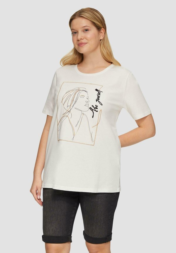 s.Oliver Print T-shirt - ecru