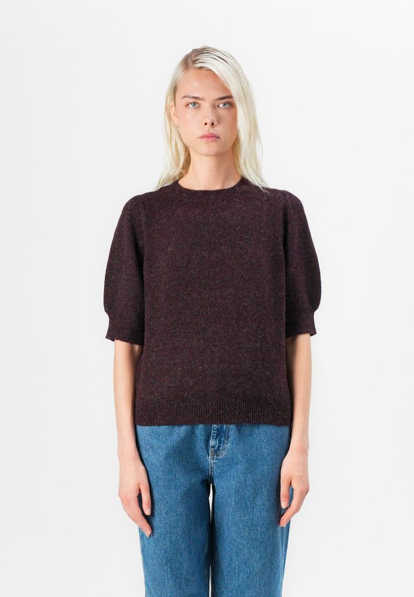 Vero Moda VMDOFFY 2/4 O-NECK PULLOVER GA NOOS - Basic T-shirt - winetasting/black