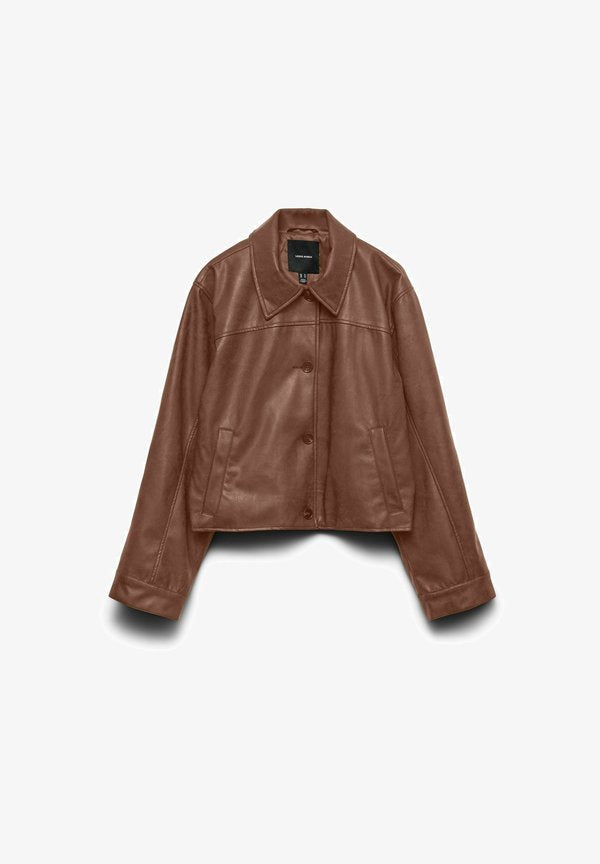 Vero Moda JACKET VMLUANA BLAZER - Faux leather jacket - cocoa brown