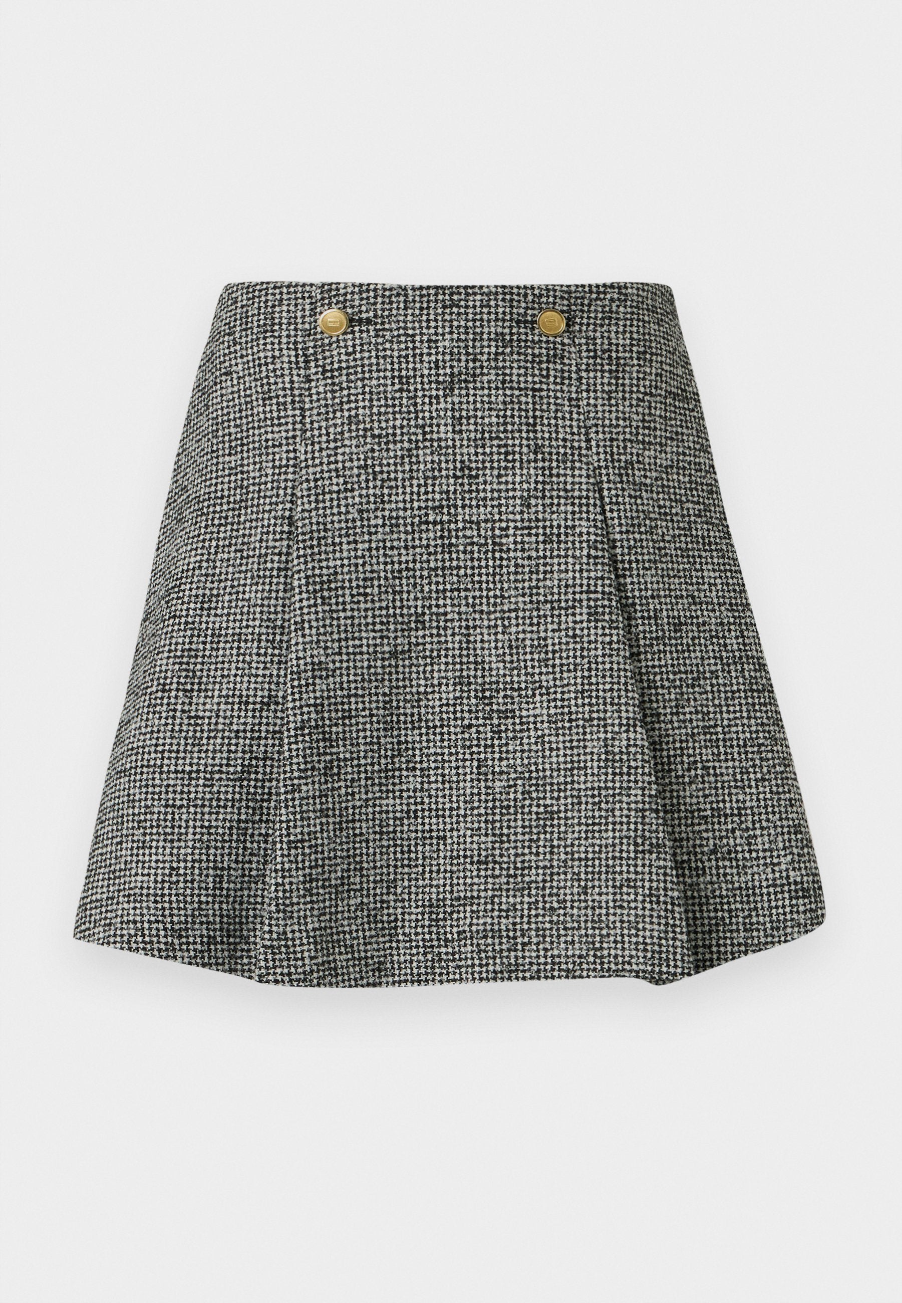 FESTIVE RELAXED HOUNDSTOOTH WOOL BLEND MINI SKIRT Media 1