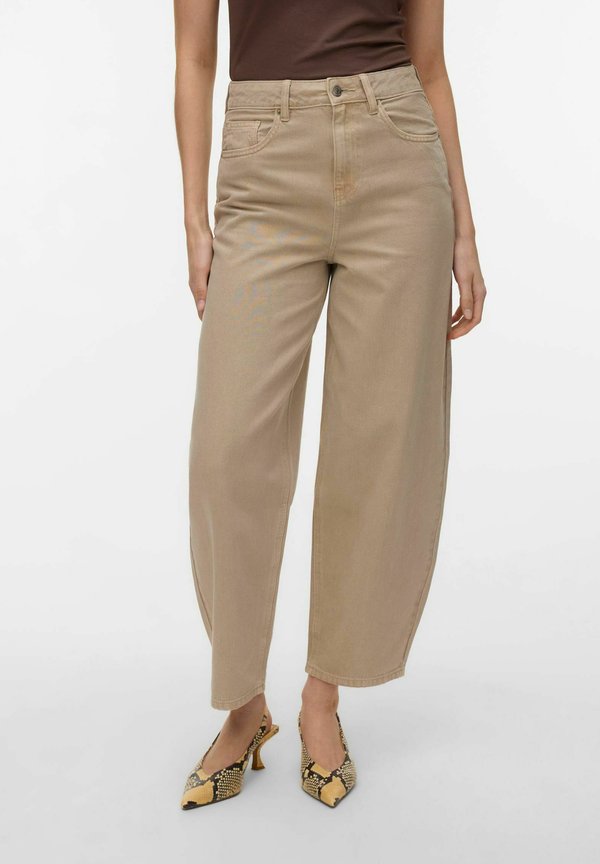 Vero Moda Mom fit VMBILLIE High rise Barrel - Mom Jeans - silver mink