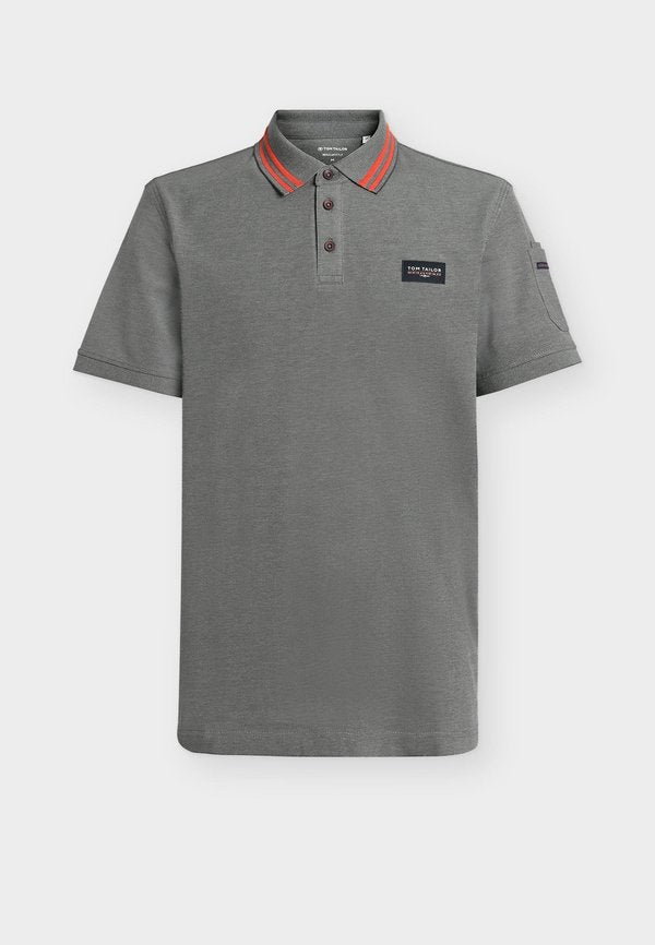 TOM TAILOR DETAILED - Polo shirt - olive green grey two tone