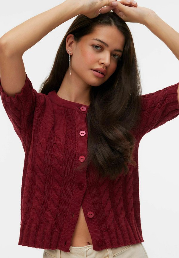 Vero Moda CARDIGAN VMORIANE KNIT CARDIGAN - Cardigan - biking red
