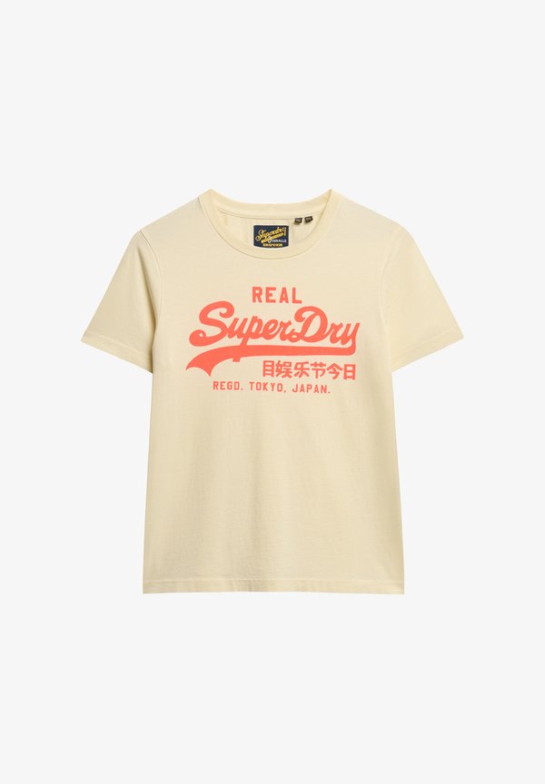 Superdry & Co VINTAGE LOGO NEON - Print T-shirt - urban cream