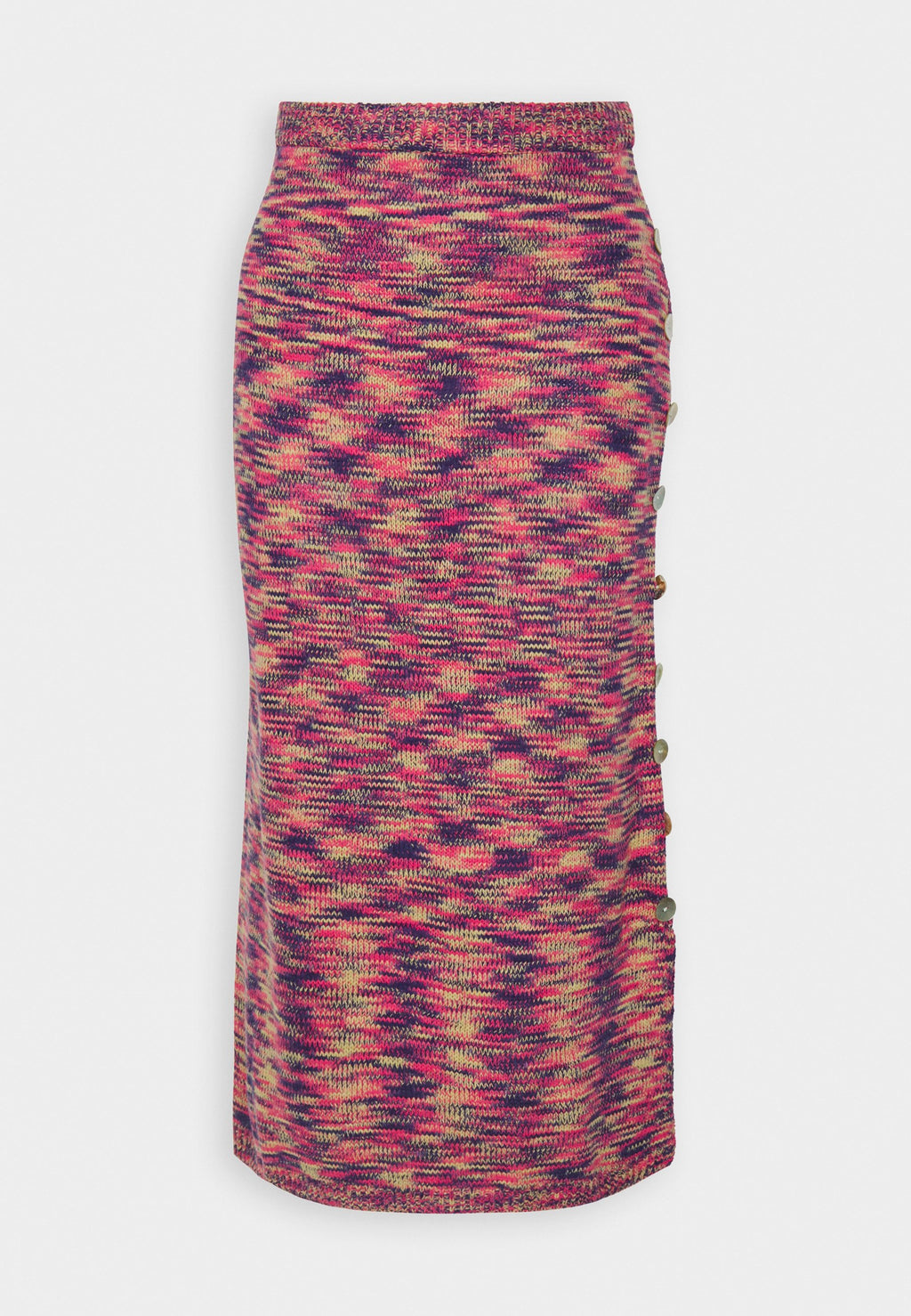 Vintage Supply SPACEDYE MIDI SKIRT WITH SIDE BUTTONDETAIL