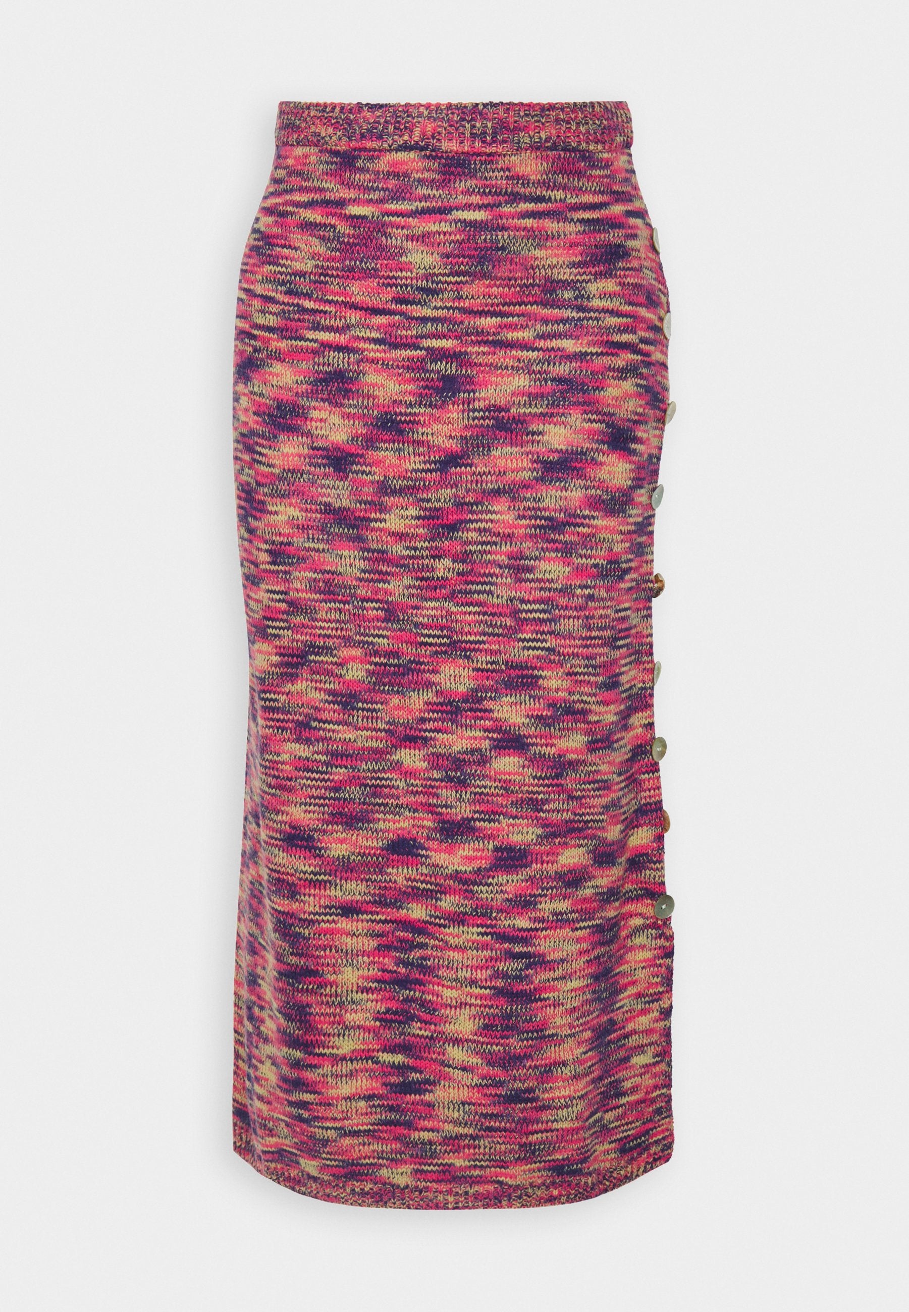 Vintage Supply SPACEDYE MIDI SKIRT WITH SIDE BUTTONDETAIL