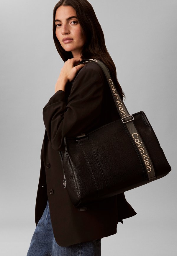 Calvin Klein WEBBING STRAP - Tote bag - black