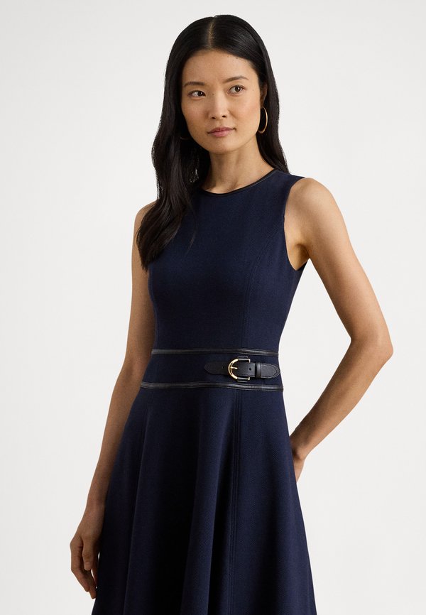 Lauren Ralph Lauren BUCKLE-TRIM HERRINGBONE JACQUARD DRESS