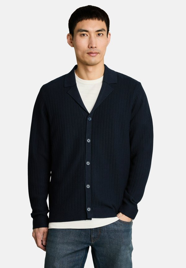 TOM TAILOR STRICKJACKE MIT POLOKRAGEN - Cardigan - sky captain blue