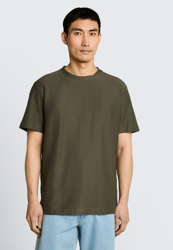 TOM TAILOR TOM TAILOR T-SHIRT T-SHIRT MIT OTTOMAN-STRUKTUR - Basic T-shirt - deep leaf green