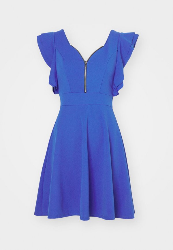 WAL G. DANYA RUFFLE SLEEVE ZIP SKATER DRESS